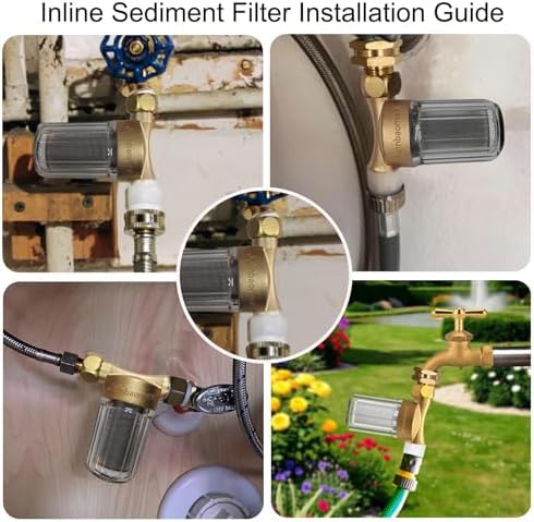 XZ01 Reusable Brass Washing Machine Water Filter, 40 Micron Visible Washer Water Filter, for Washing Machine, Faucet, Large Capacity Anti Scale Sediment Filter with 1/2“ + 3/4” Adapter - Image 5