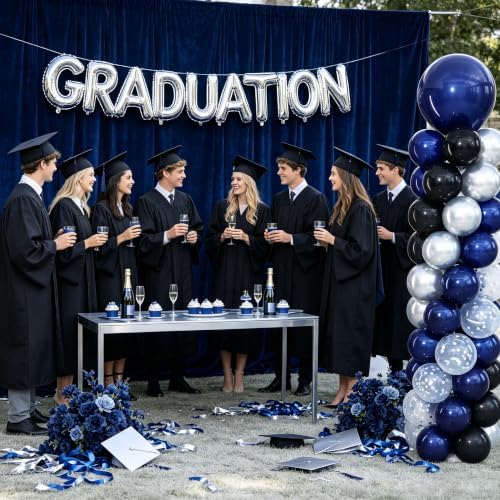 Navy Blue Black and Silver Balloon Column Stand Kit Set of 2 for Floor - Image 7