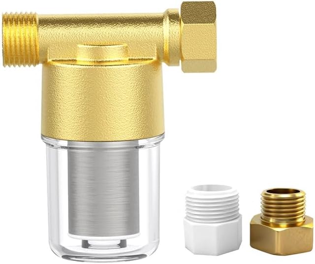Washing machine water filter, capable of filtering out impurities of 40 microns in water, protecting household appliances. Suitable for water heaters and showers, (aurichalceous) by Unknown