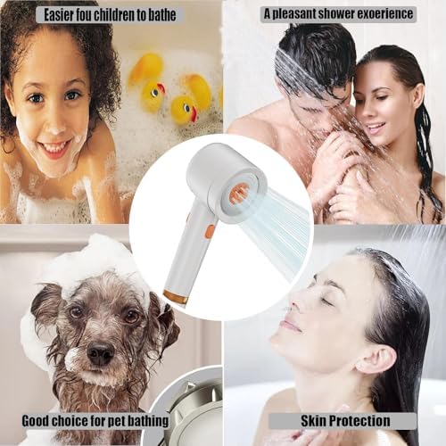 High Pressure Shower Head with Handheld,Shower Head with Filter with Pause Switch Water Saving Filter Showerhead, Showerhead Set with Hose, Bracket and Cotton Filter, Make Bathing Healthier (white) - Image 7
