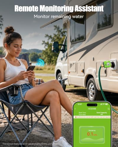 RAINPOINT Bluetooth Smart Water Flow Meter, Brass Fittings, 180° Flip LCD Screen, APP Monitor Water Usage & Flow Rate, Gallon/Liter Measure for Garden, RV, Sprinklers & Hose Nozzles,Green - Image 3