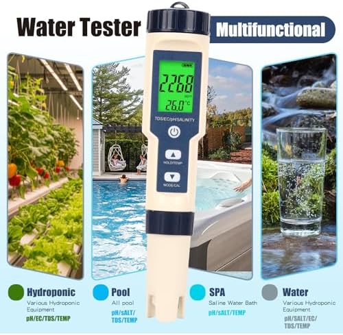 Salt Tester for Pools & pH Meter,Digital 5-in-1 Water Meter - Image 6