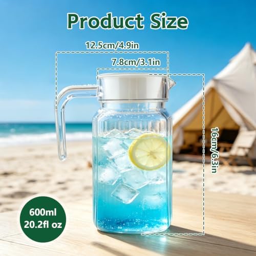20oz Acrylic Small Pitcher with Lid and Handle, Jar Carafe for Ice Water - Image 3