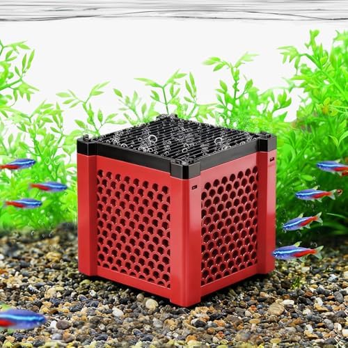 Pure Cube Water Trough Filter 2.0 Super‑Strong Filtration Aquarium Water Trough Activated Carbon Purifier Cube for Horse, Livestock, Fish Tanks & Ponds,Red,for 20 Gallons Tank by FKSC
