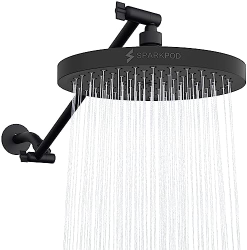 SparkPod 8" Round Rain Shower Head with 16" Shower Arm by SparkPod