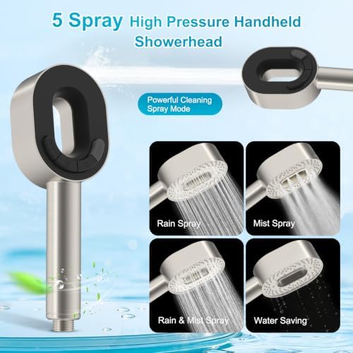 Hibbent Filtered Showerhead with handheld, High Pressure 5 Sprays Shower - Image 2