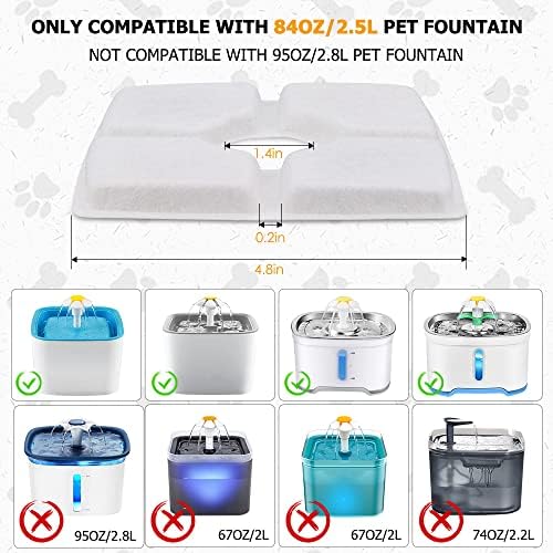 Comsmart Pet Fountain Filter Set, 3 Triple Filtration System Replacement Cat Water Fountain Filters for Square 84oz/2.5L Automatic Pet Fountain Cat Water Fountain (Pack of 12) - Image 2