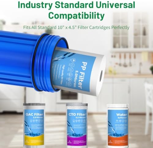 Whole House 10"x4.5" Blue PP Sediment Pre-Filter Housing with Drain Valve - Image 5