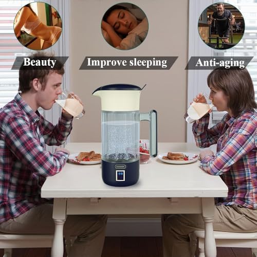 Hydrogen Water Bottle Pitcher Generator Hydrogen Water Machine Maker Ionizer Hydrogen Water Rich Water System Jug Dispenser with SPE PEM Tech 1500ML(Dutch Blue) - Image 6