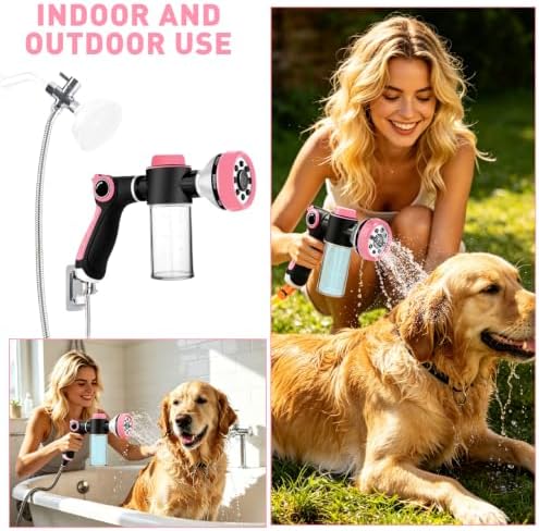 Dog Shower Attachment with 6.6FT Shower Hose, 8 Sprayer Modes Dog Washing Hose Attachment for Bathroom & Bathtub, Outdoor Use Dog Washing Kit with Pet Grooming Glove Shampoo Dispenser and Holder - Image 3