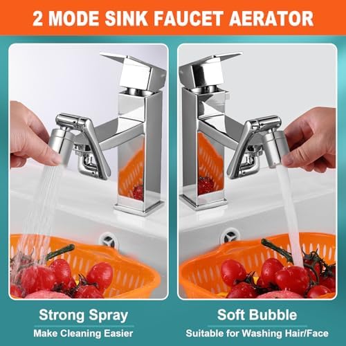 Spurtar 1440° Sink Faucet Extender, Swivel Faucet Aerator Attachment,Silver - Image 6