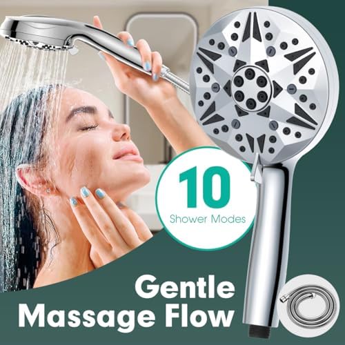 High Pressure Handheld Shower Head – 10 Spray Modes with Rain & Massage, Anti-Clog Nozzles, Power Rinse for Tile, Soap & Pets, Chrome Finish, Easy Installation - Image 2