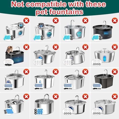 Cat Water Fountain Filter 24Pcs Fit 101oz/3L Stainless Steel Pet Fountain - Image 3