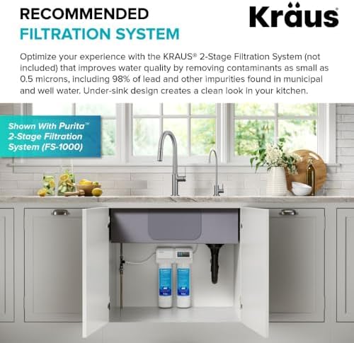 KRAUS® Purita™ Single Handle Drinking Water Filter Faucet for Reverse Osmosis or Water Filtration System in Spot-Free Stainless Steel/Matte Black, FF-100SFSMB - Image 6