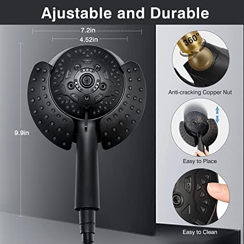 INAVAMZ 2 in 1 Shower Head with Handheld Combo High Pressure Black 2.5 GPM - Image 5