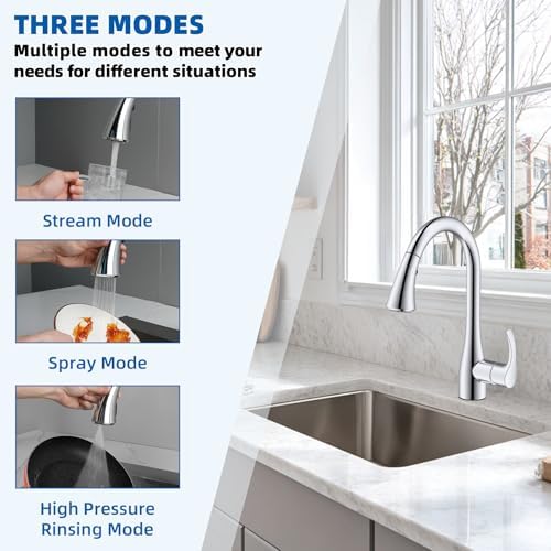 Hibbent cUPC Certified Curved Pull Down Kitchen Faucet Head Replacement - Image 2