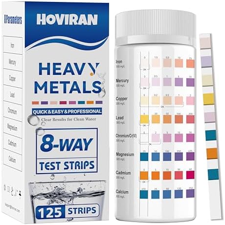 Heavy Metals Water Test Strips (125 Strips), 8 in 1 Home Water Test by HOVIRAN