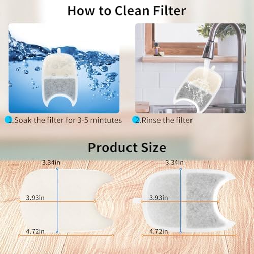 Kactoily 12 Pack Cat Water Fountain Filter & 12 Pump Filter Sponges Replacement, Cat Dog Pet Drinking Fountain for 135 fl oz/4L (YPD-C004P,YPD-C004S) - Image 4