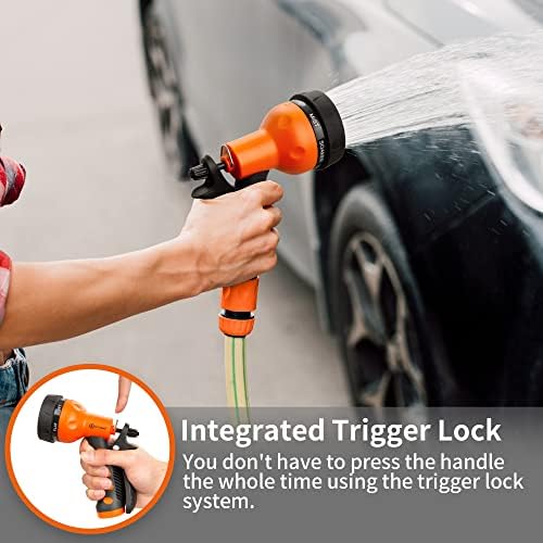 AUTOMAN-Garden-Hose-Nozzle,ABS Water Spray Nozzle with Heavy Duty 7 Adjustable Watering Patterns,Slip Resistant for Watering Plants,Lawn& Garden,Washing Cars,Cleaning,Showering Pets - Orange - Image 6