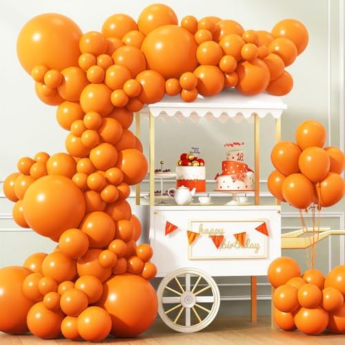APLANET 150pcs Orange Balloons Different Sizes 18 12 10 5 Inch Burnt Orange Fall Balloon for Party Baby Shower Birthday Halloween Thanksgiving, Arch Kit Decoration by ZJHAI