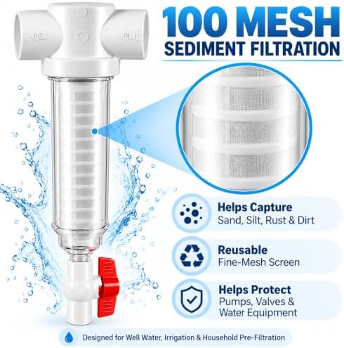 Spin Down Sand Separator, 100 Mesh, 1.5-Inch PVC, 50 GPM - Image 5