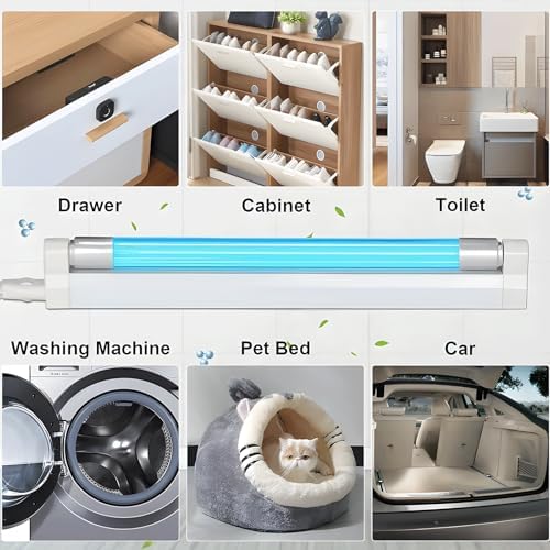 COOSPIDER 2Pack 6W UV Light with Ozone,185nm Sanitizer Lamp with Cord and Plug, UVC Lamp for Shoes/Closet/Cabinet/Bathroom 110V CTUV-6 - Image 6