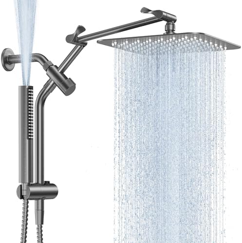 Veken All Metal 10" Luxurious Gray Rain Shower Heads with Handheld Spray by Veken