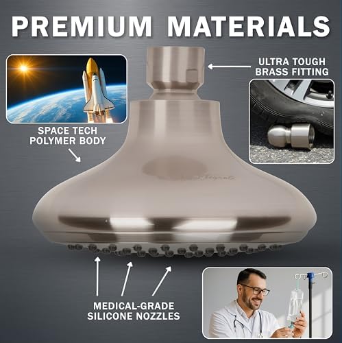 Aqua Elegante High Flow Shower Head - 2.5 GPM - Brushed Nickel - Image 4
