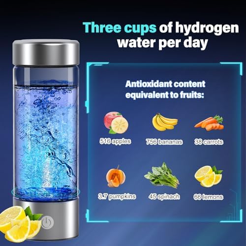 14 oz Portable Hydrogen Water Bottle Generator with PEM-SPE Technology, USB Rechargeable Hydrogen Water Ionizer Cup, Produces up to 3000 ppb Hydrogen in 3 Minutes for Home, Gym, Office & Travel - Image 3