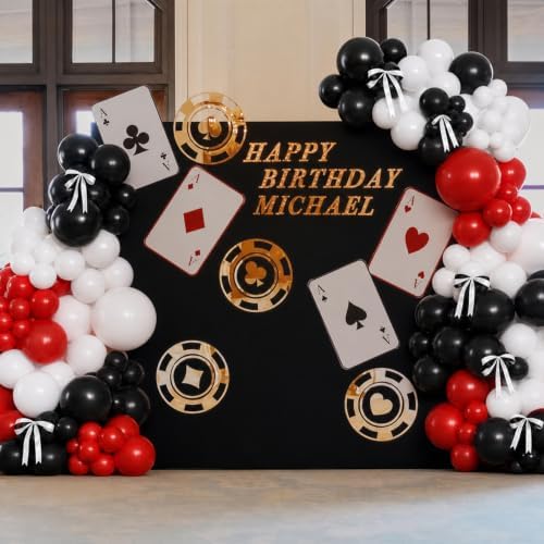Red Black White Balloon Arch Kit for Casino Theme Birthday Decorations - Image 7