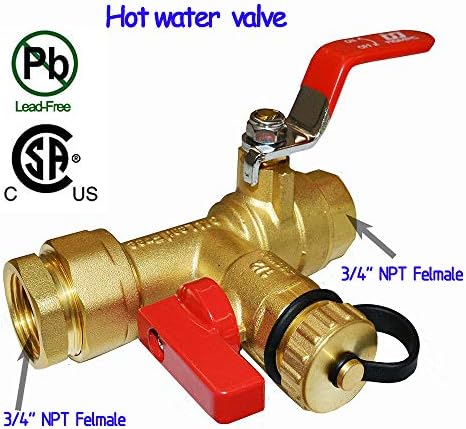 HQMPC Tankless Water Heater Isolation Valves Tankless Water Heater Flush Kit Tankless Valve Kit 3/4" NPT, Including 1 Valve For Hot water,1 Valve For Cold Water, 1 Pressure Relief Valve - Image 2