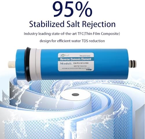 Huining 500GPD RO Membrane 3012-500 Residential Reverse Osmosis Membrane Water Filter Cartrige Replacement for Home Drinking Water Filtration System Household Under Sink Water Purifier - Image 4