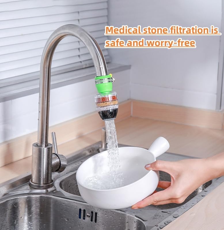 Activated Carbon Water Filter Set, 6 Layer Cartridge, Faucet Filter, Splash-Proof and Water-Saving, Faucet Water Filter for Kitchen Sink (Green* 1 pcs) - Image 5
