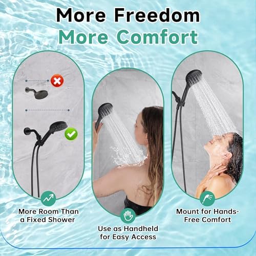 BRIGHT SHOWERS High Pressure Shower Head with Handheld, 9 Spray Settings Showerhead Built in Power Wash to Clean Tub and Pets, Extra Long 69" Hose, Adjustable Bracket, Oil-Rubbed Bronze - Image 4