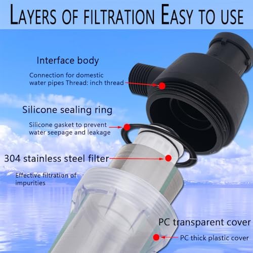 Spin Down Sediment Filter, Reusable Sediment Water Filter, with 250 Mesh Screen, Leak-Proof Gasket and wrench, For water heaters, washing machines, water purifiers with 1/2" threaded connectors. - Image 3