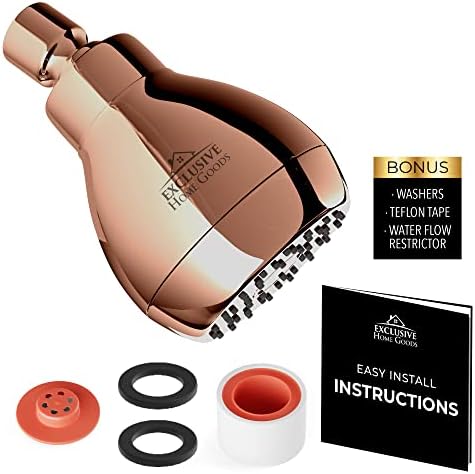 High Pressure Shower Head - Powerful Deluxe Bathroom Showerhead with Strong Spray Stream and Small Silicone Nozzles - Universal Fit Works with High and Low Water Flow Showers 1.8 GPM - Rose Gold - Image 2