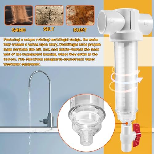 1-1/2" 100 Mesh Spin Down Sand Separator for 50 Gpm Sediment Water Filter System,1.5 Inch PVC Slip Inlet/Outlet - Image 3