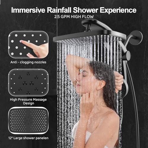 12-Inch High Pressure Rain Shower Head with Handheld Spray Combo, Magnetic - Image 4