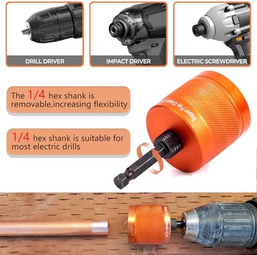 1/2" & 3/4" Metal Copper Pipe Cleaner Set,with 1/4 Hex Shank,Each Additional 4PCS Replaceable Blades are Provided,for Cleaning Rust, Stains, Paint on Copper Pipes and Various Metal Pipes - Image 3