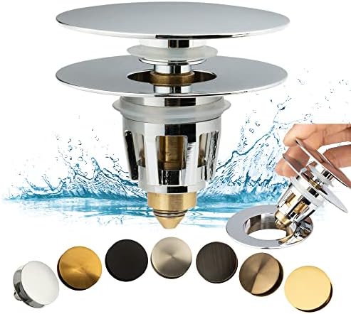 Artiwell Universal Bathroom Sink Drain Stopper, Fits Most Pop-Up Drains for Vessel Sink Lavatory Vanity, Sink Drain Strainer with Detachable Hair Catcher, Tested by Plumber in US (Chrome Plated) by Artiwell