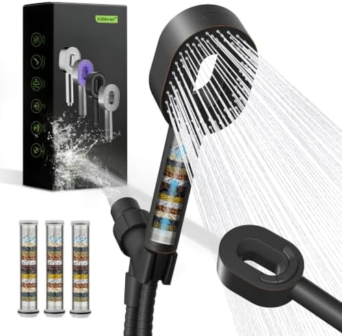 Hibbent Filtered Showerhead with handheld, High Pressure 5 Sprays Shower by Hibbent