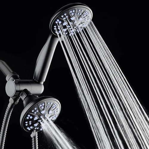 AquaDance Antimicrobial/Anti-Clog High-Pressure 30-setting Dual Head Combination Shower with Nozzle Protection from Growth of Mold, Mildew & Bacteria for a Healthier Shower – Sunset Blue - Image 4