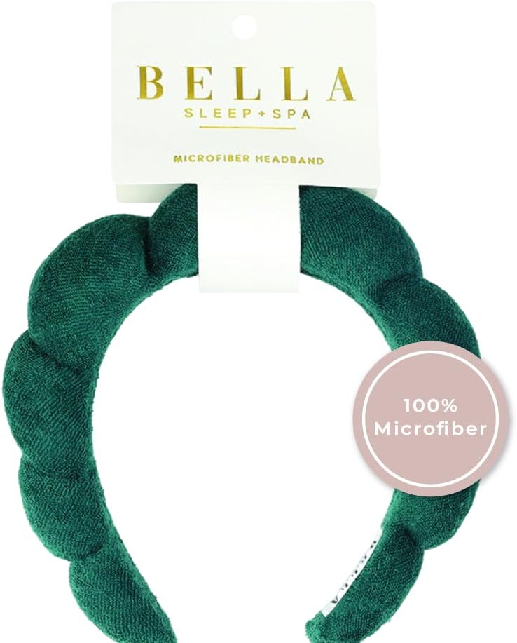 Bella Sleep + Spa Puffy Makeup Headband - Soft Microfiber Spa Headband for Washing Face - Padded Non-Slip Facial Skincare Hairband for Women & Teens, One Size - Image 2