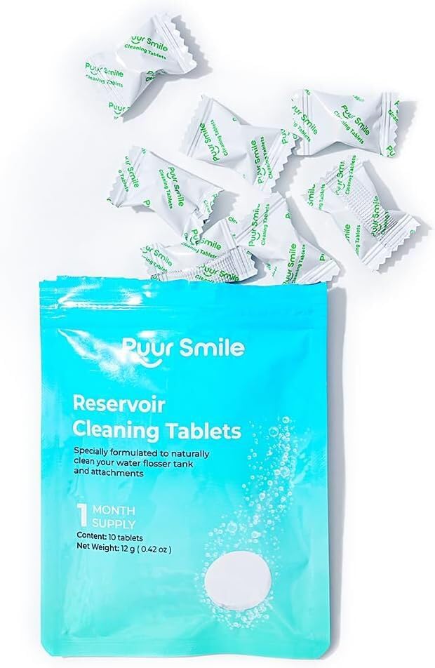 Puur Smile Water Flosser Reservoir Cleaning Tablets – 1 Month Supply – Cleans Water Reservoirs & Attachments – Easy-to-Use Cleaning Tablets for Routine Maintenance (10 Tablets) by PuurSmile