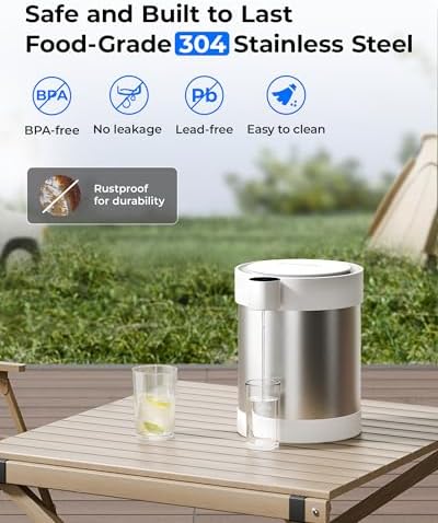 Waterdrop ED09W Rechargeable Non-Gravity Water Filter System with LED Function, Reduces 70+ Contaminants, Lead, Chlorine, 5-Stage Stainless Steel Filtration System, 22-Cup - Image 6