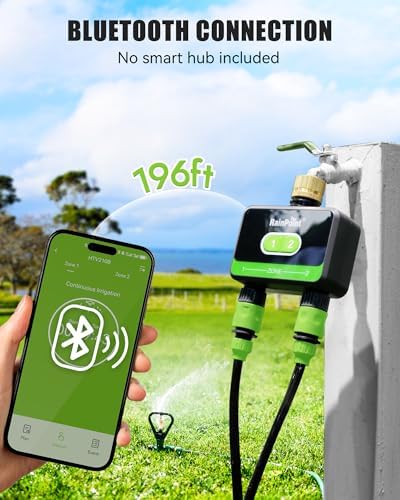 RAINPOINT Bluetooth Water Timer for Garden Hose, Smart Hose Timer 2 Outlet(Not Hub), Wireless Sprinkler Watering Timer with Rain Delay, Automatic Irrigation System for Lawns and Yard - Image 3