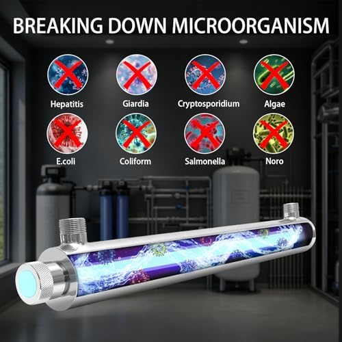 Whole House UV Water Filter, 55W Ultraviolet Water Purifier with Flow Sensor & 5-Min Delay Shutoff, 12 GPM Stainless Steel UV Water Treatment System for Well Water, 3/4" MNPT, 120V - Image 4