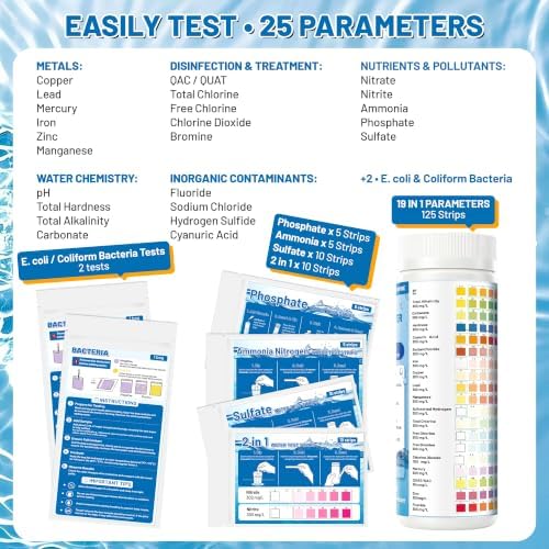 25-in-1 Drinking Water Test Kit, 155 Strips + 2 Bacteria Tests - Image 2