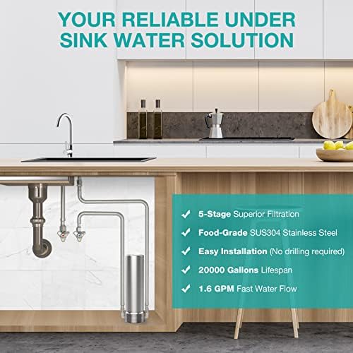 SimPure V7 Under Sink Water Filter System, Stainless Steel - Image 2