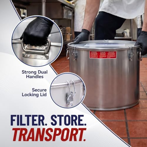 MirOil Oil Grease Bucket and Filter Pot, Silver Color, Size, 7 Gallon - Image 3